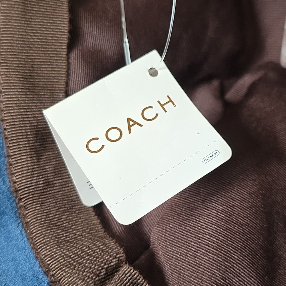 Coach Signature Jacquard Canvas Bucket Hat Brown Leather Band Size S/P - Picture 12 of 13